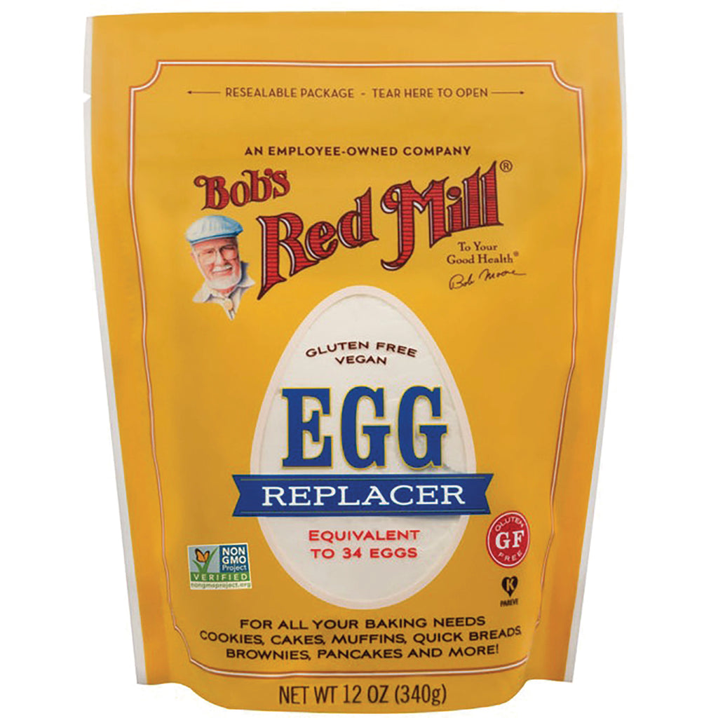 BOB247 | Bob's Red Mill yellow front pouch labeled EGG REPLACER, vegan gluten free, equivalent to 34 eggs - Thumbnail