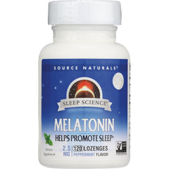SN250 | Source Naturals Sleep Science Melatonin 2.5 mg, 120 lozenges, peppermint flavor bottle front