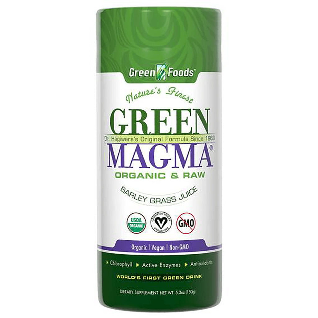 GM009 | Green Foods GREEN MAGMA organic & raw barley grass juice container with USDA organic and Non-GMO labels - Thumbnail