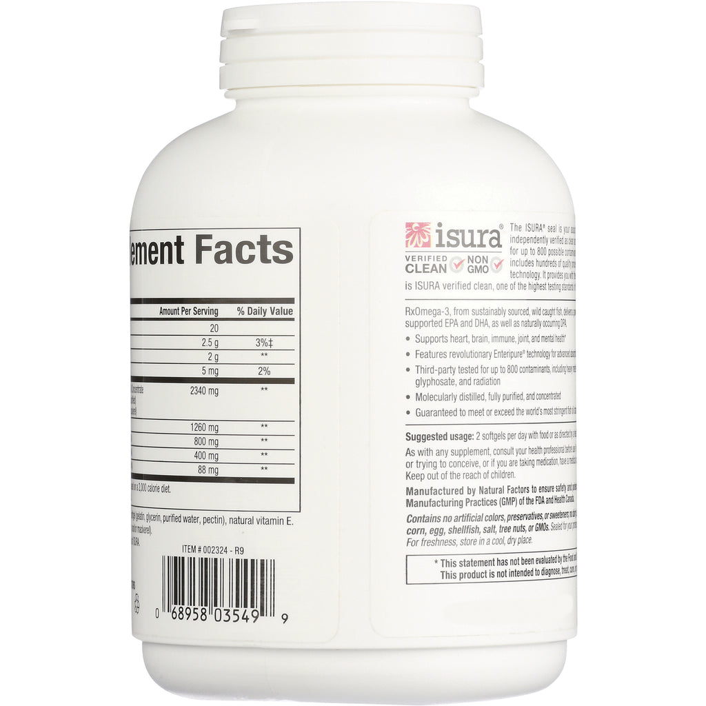 NFC034 | Back of white supplement bottle showing Supplement Facts panel, Isura logo, suggested use text and barcode - Thumbnail