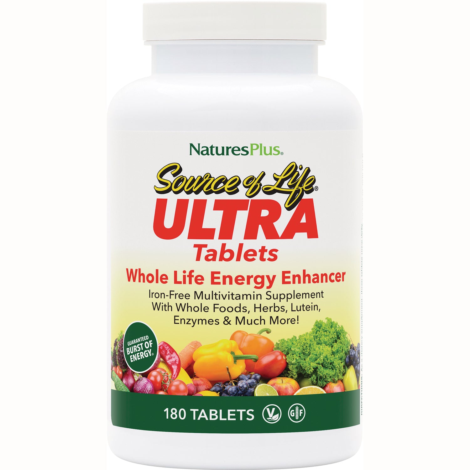 NTP106 | NaturesPlus Source of Life ULTRA Tablets bottle labeled Whole Life Energy Enhancer, 180 tablets