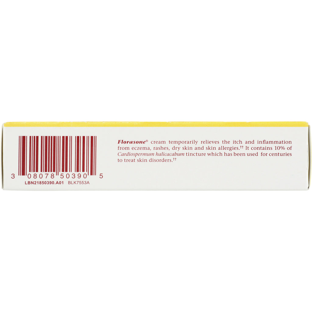 BRK004 | back of product box with barcode and printed text describing Florasone cream and its uses - Thumbnail