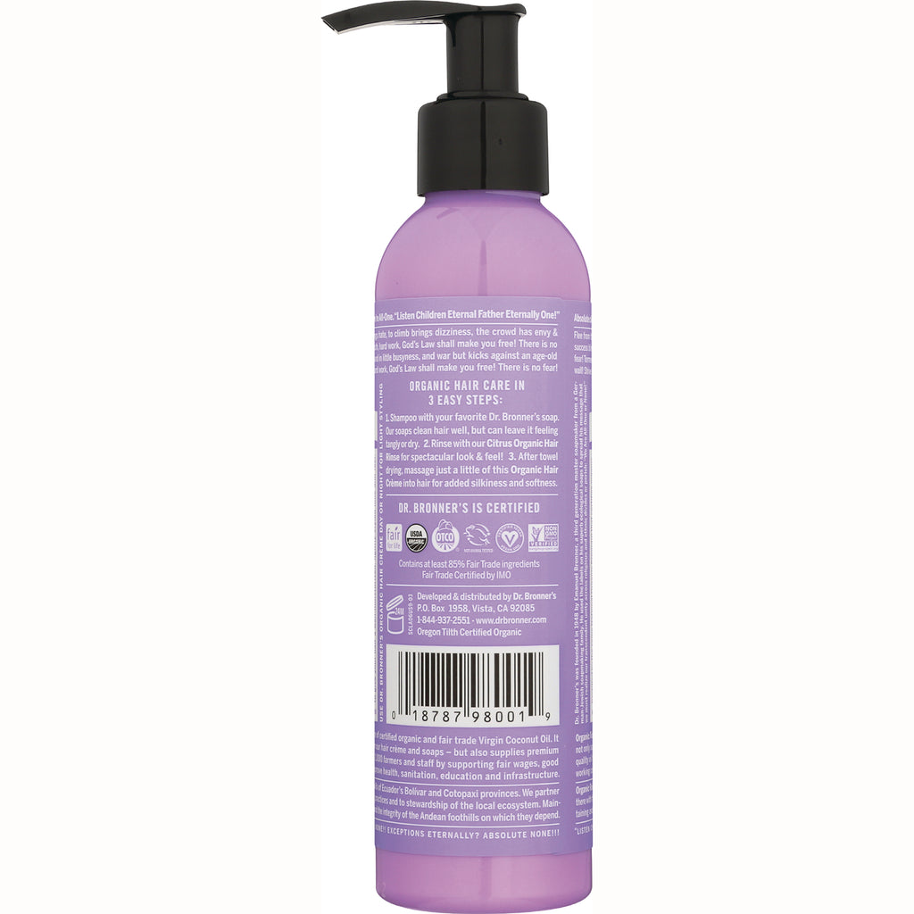 DRB030 | Back label of purple pump bottle showing Dr. Bronner's text, usage instructions and barcode - Thumbnail
