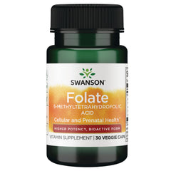 SWU1101 | Swanson Folate bottles labeled 5-methyltetrahydrofolic acid vitamin supplement 30 veggie caps