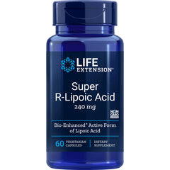 LE021 | Life Extension Super R-Lipoic Acid 240 mg blue bottle, 60 vegetarian capsules dietary supplement