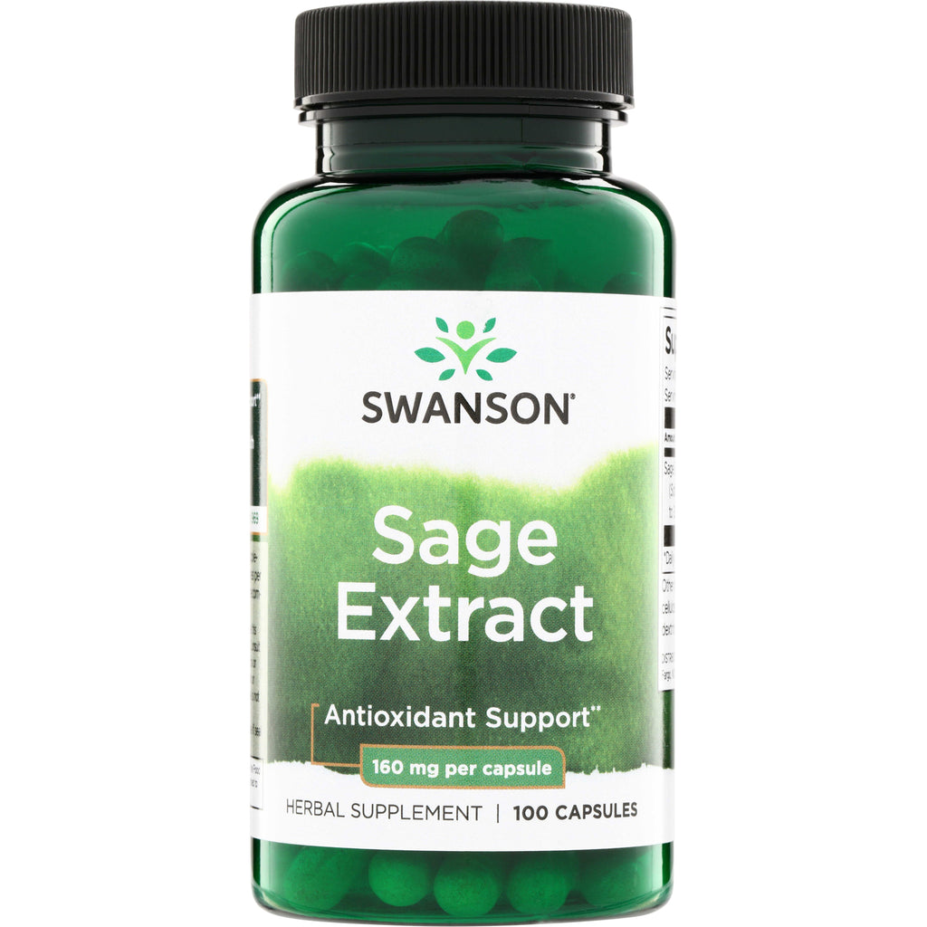 SW1681 | Swanson Sage Extract herbal supplement, Antioxidant Support, 160 mg per capsule, 100 capsules - Thumbnail