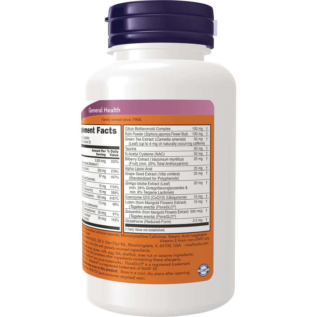 NWF1058 | Back of white supplement bottle showing nutrition facts and ingredient panel with purple cap - Thumbnail