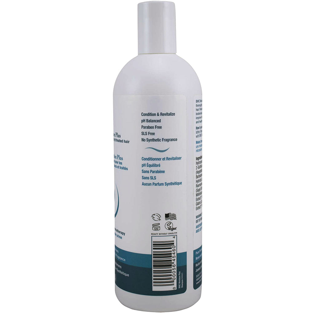 BWC116 | back of white conditioner bottle showing ingredient panel, claims pH balanced paraben free SLS free and barcode - Thumbnail