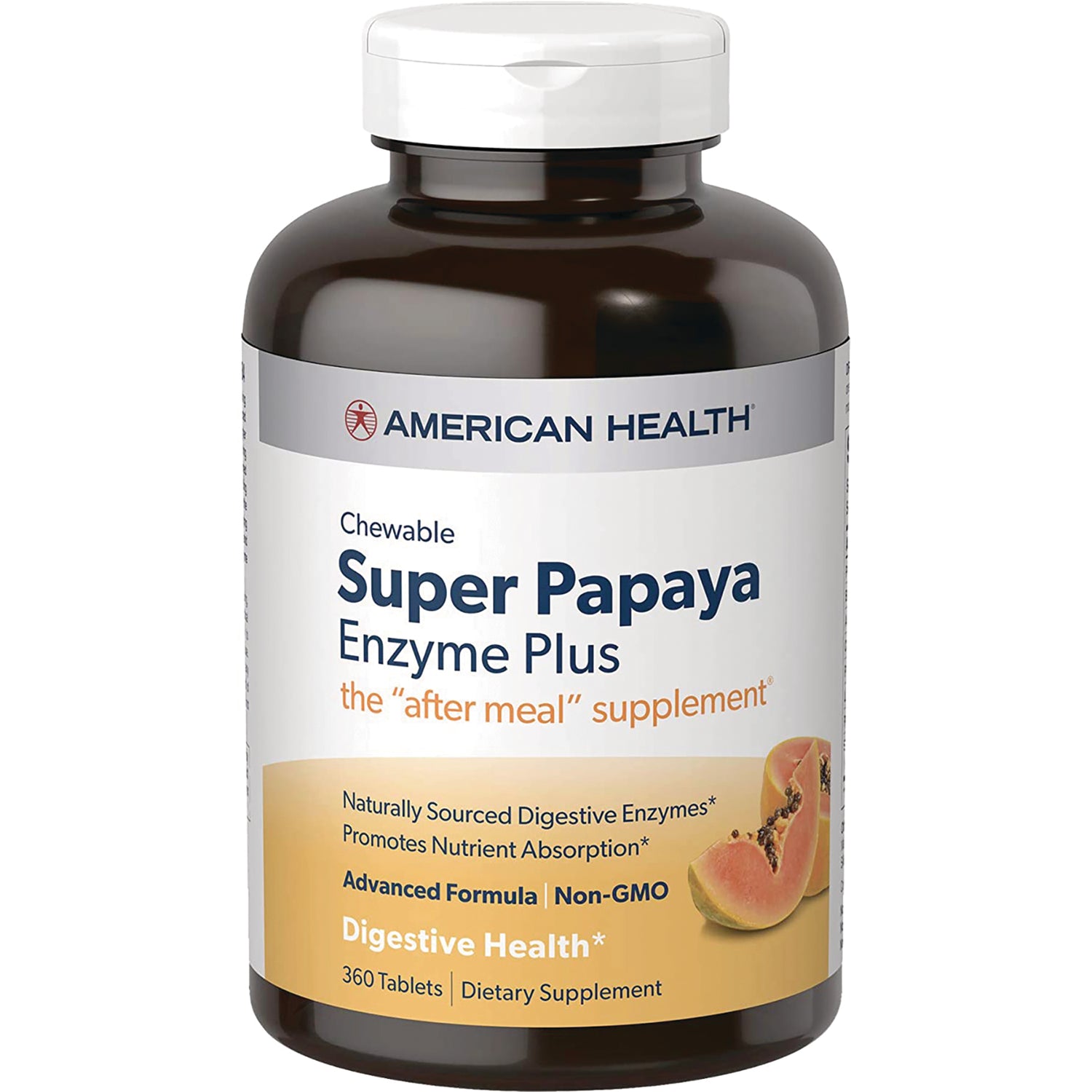 AM112 | American Health Chewable Super Papaya Enzyme Plus dietary supplement, 360 tablets