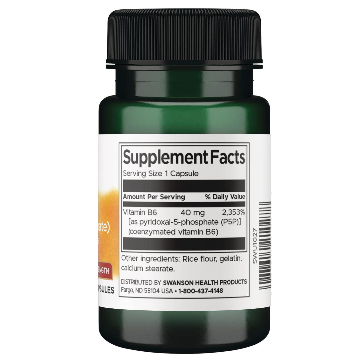 SWU1027 | Back label with supplement facts and serving information