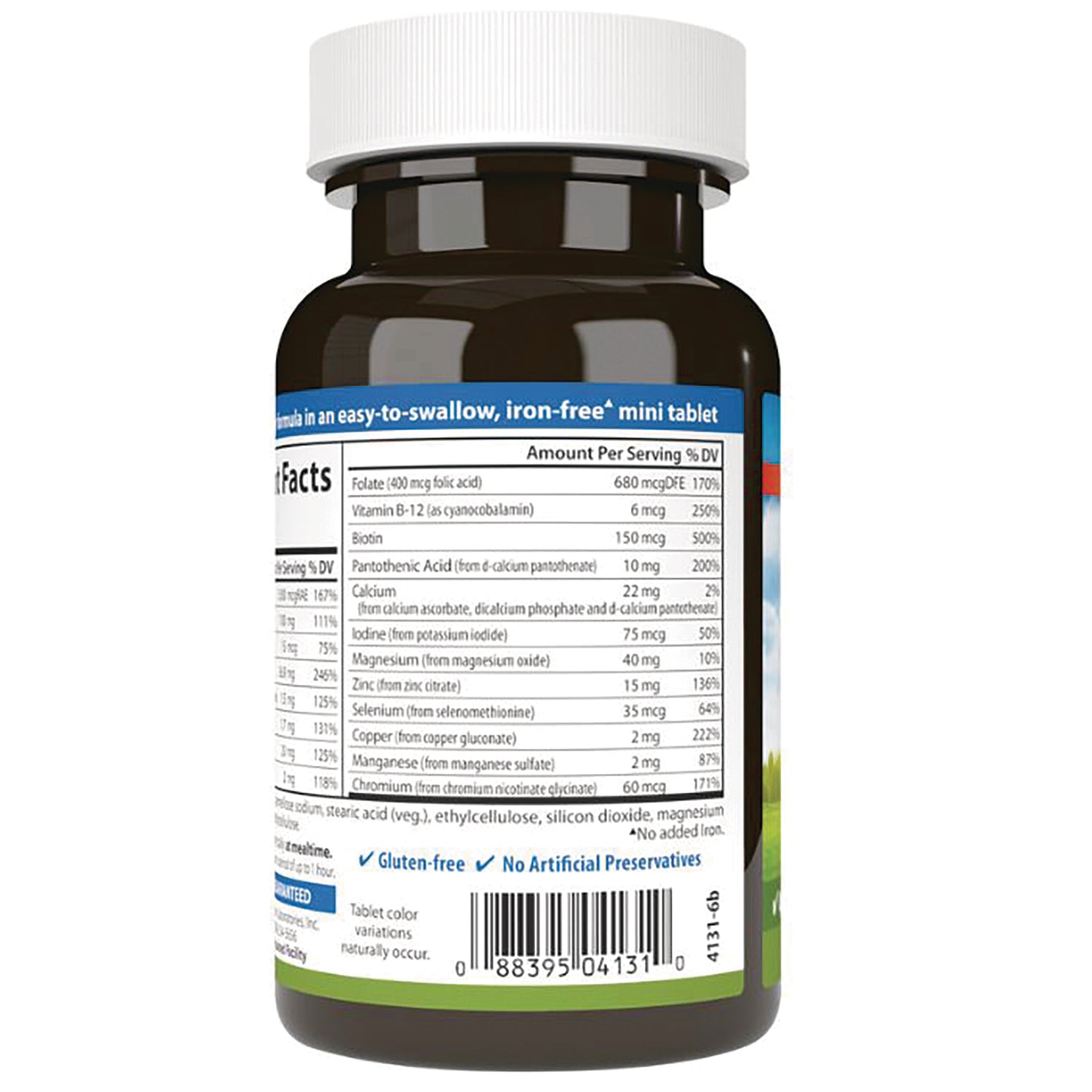 CSN039 | back of brown supplement bottle showing supplement facts panel and barcode