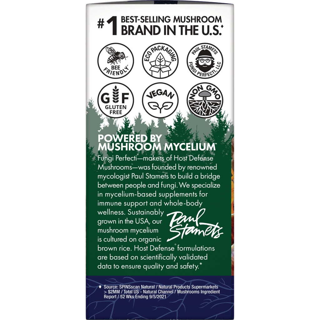 FUN005 | product infographic with certification badges and text Powered by Mushroom Mycelium describing mycelium-based supplement - Thumbnail