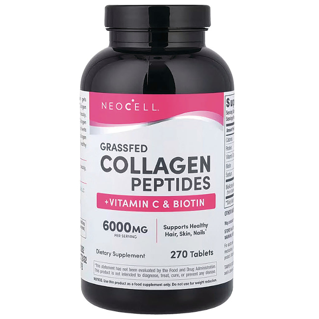 NEC033 | Neocell Grassfed Collagen Peptides bottle +Vitamin C & Biotin, 6000mg, 270 tablets - Thumbnail