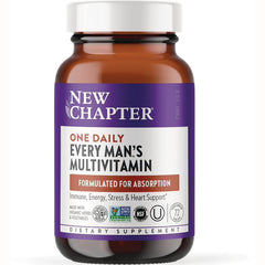 NWC138 | New Chapter One Daily Every Man's Multivitamin bottle front, formulated for absorption, 72 tablets