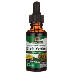 NAT012 | amber dropper bottle labeled Black Walnut Juglans nigra 2,000 mg, gluten-free alcohol-free