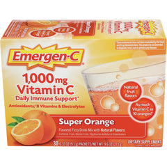AC063 | Emergen-C 1,000 mg Vitamin C Daily Immune Support Super Orange drink mix box, 30 packets