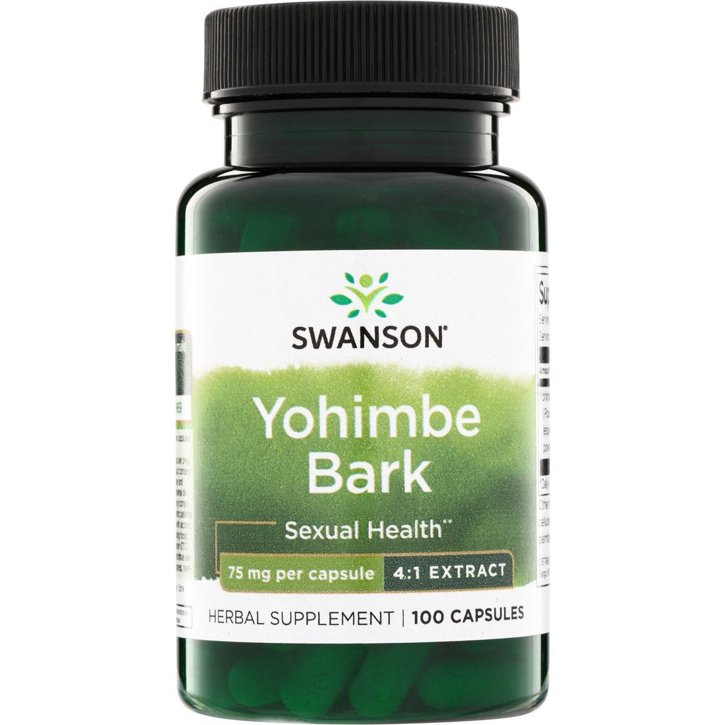 SW980 | Swanson Yohimbe Bark herbal supplement, Sexual Health, 75 mg per capsule, 4:1 extract, 100 capsules - Thumbnail
