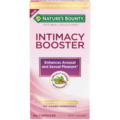 NBY112 | Nature's Bounty Intimacy Booster supplement box, pink front packaging labeled Enhances Arousal and Sexual Pleasure