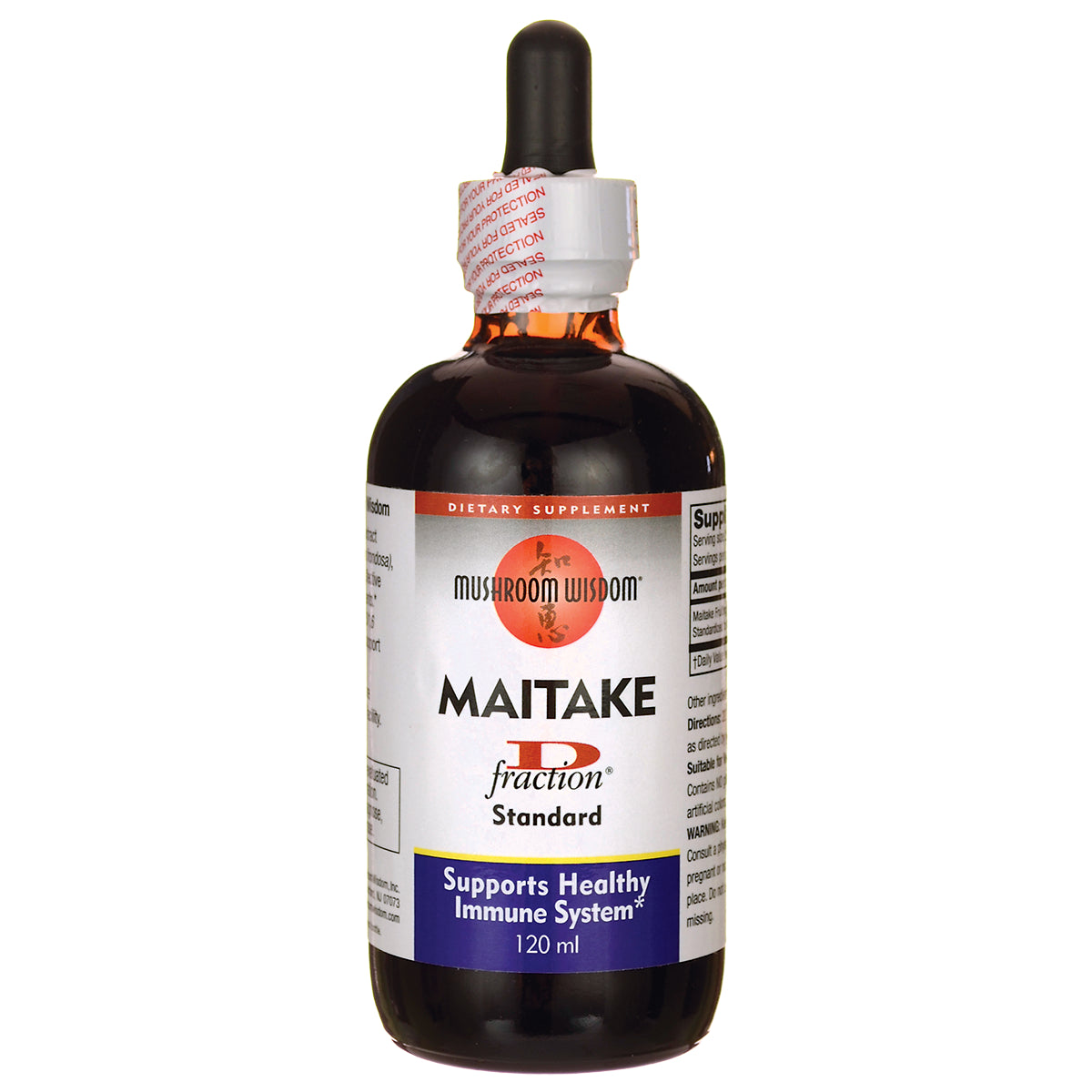 MSH019 | Mushroom Wisdom Maitake liquid dropper bottle labeled Supports Healthy Immune System 120 ml