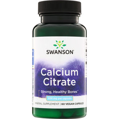SW1188 | Swanson Calcium Citrate mineral supplement, 200 mg per capsule, 60 vegan capsules bottle front