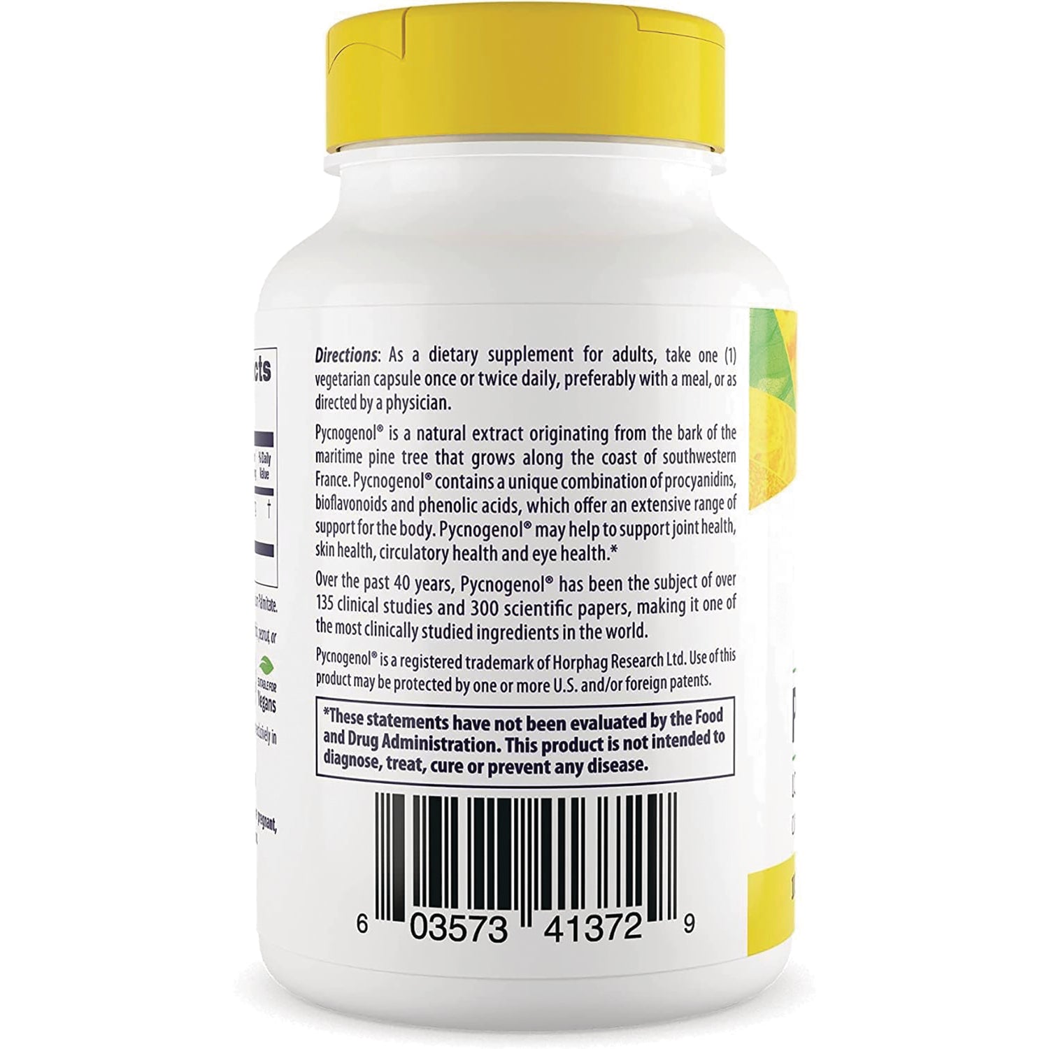 HRG015 | back label showing directions text, supplement information and barcode