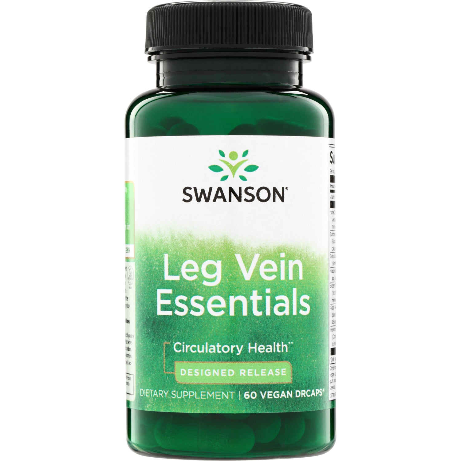 SWC093 | Swanson Leg Vein Essentials bottle front, Circulatory Health, Designed Release, 60 vegan DRcaps