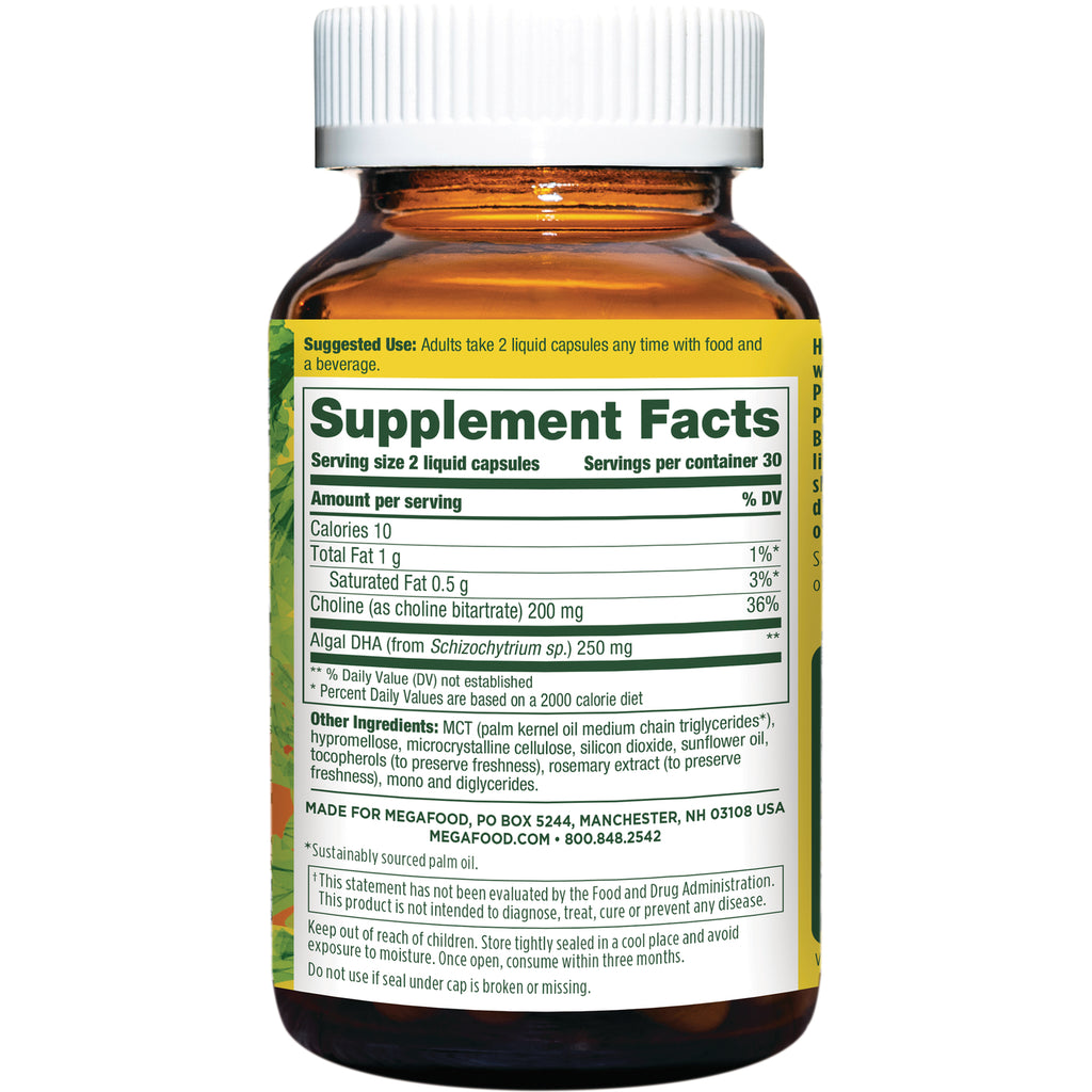 MGF102 | Back label showing Supplement Facts panel, serving size, ingredients, and usage on amber bottle - Thumbnail
