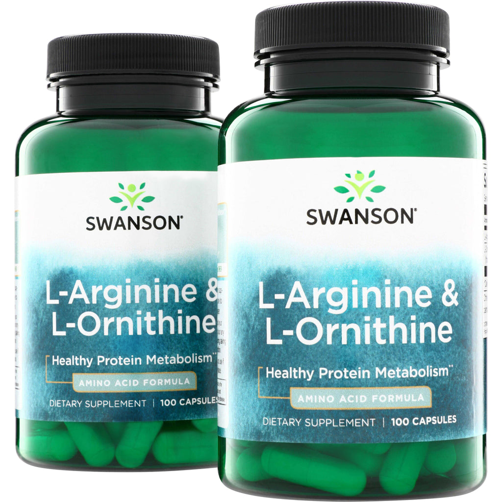 SW937 | Swanson L-Arginine & L-Ornithine, Amino Acid Formula, Healthy Protein Metabolism, 100 Capsules - Thumbnail