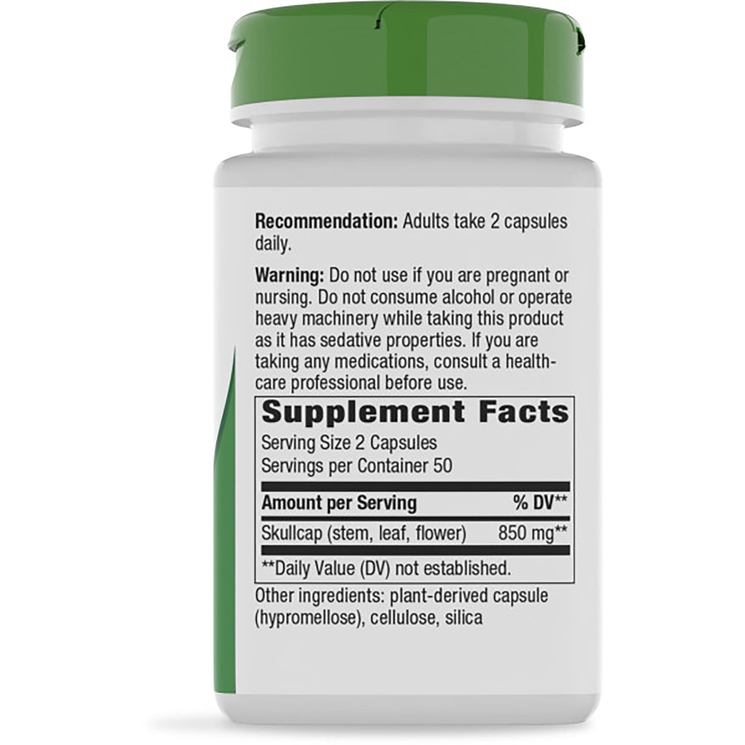 NW949 | bottle back showing Supplement Facts panel, serving size, ingredients, warnings and storage information