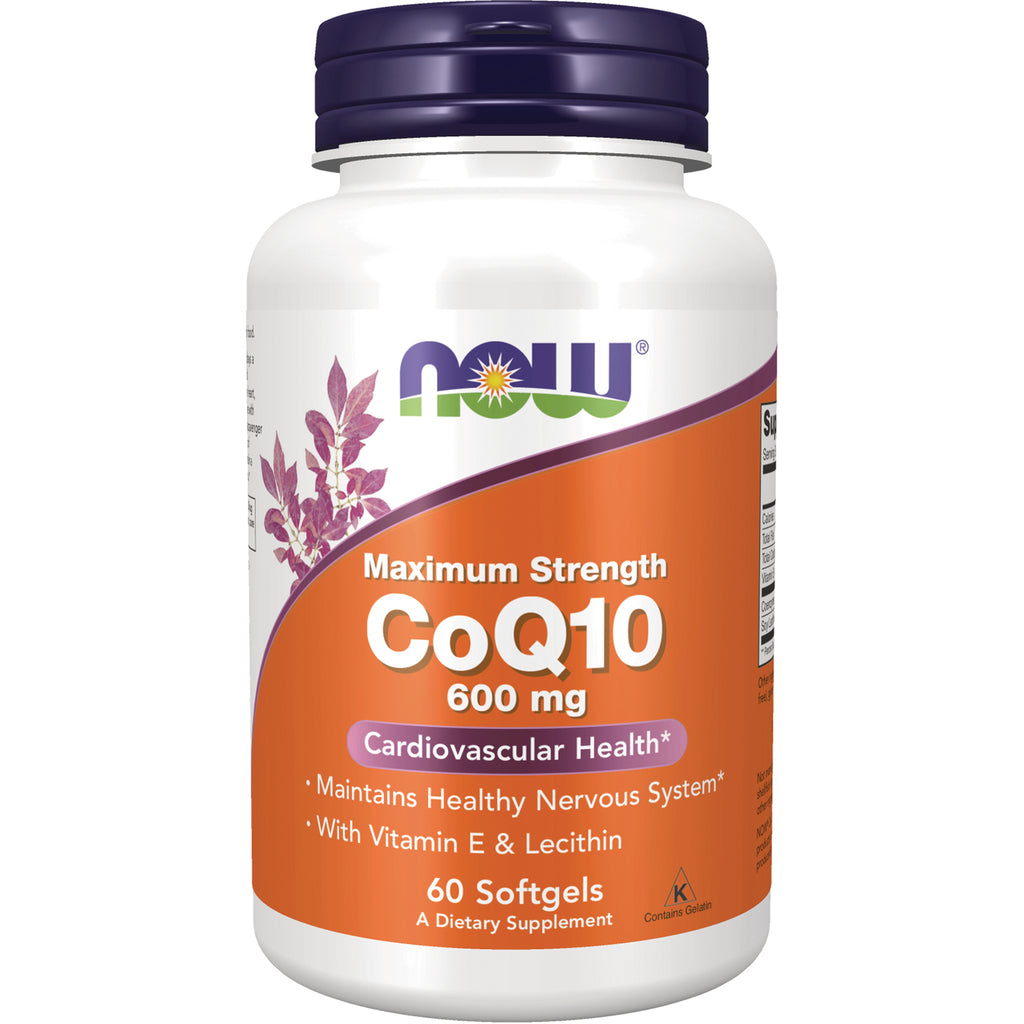 NWF171 | NOW Maximum Strength CoQ10 600 mg bottle, 60 softgels front label - Thumbnail