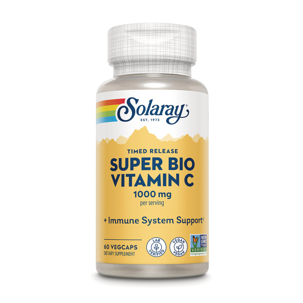 SLR404 | Solaray Timed Release Super Bio Vitamin C 1000 mg, 60 VegCaps dietary supplement bottle - Thumbnail