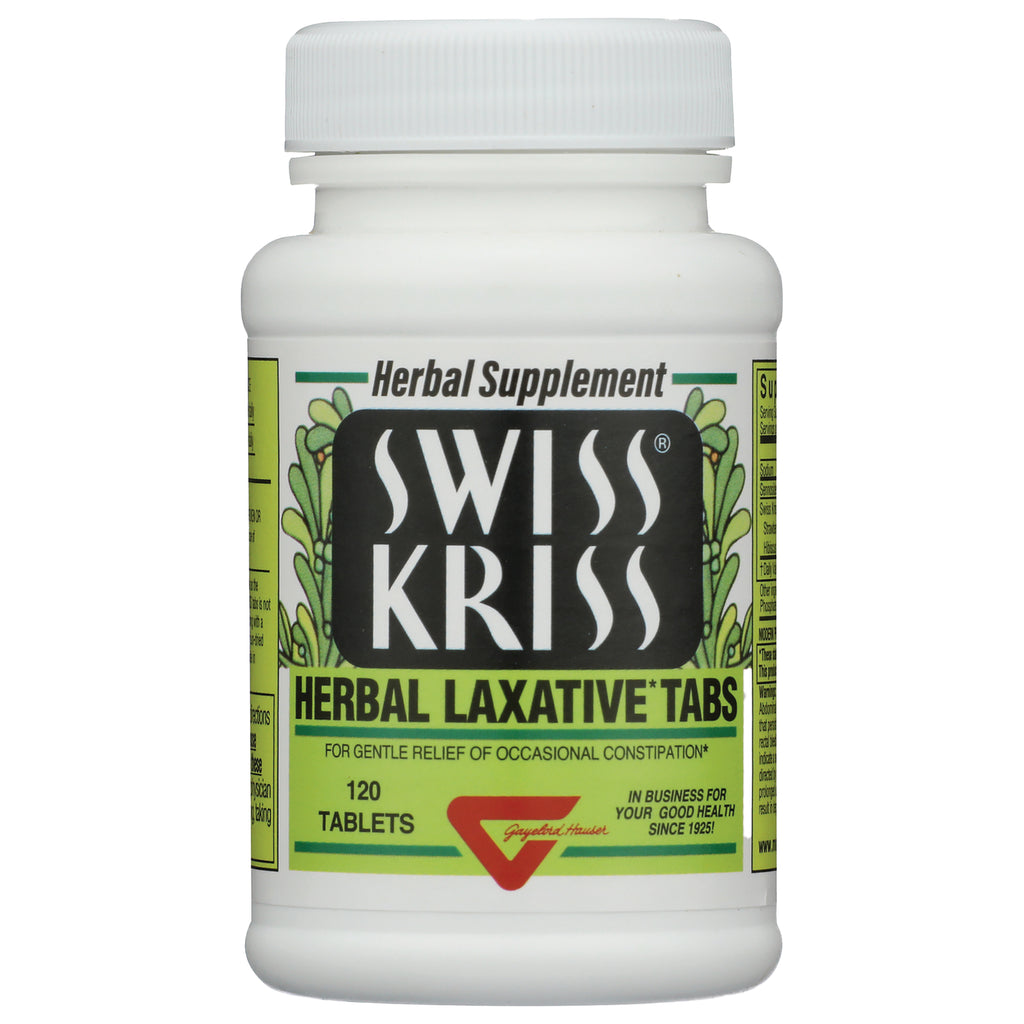 SKR001 | Swiss Kriss herbal laxative tabs bottle with green label, 120 tablets - Thumbnail
