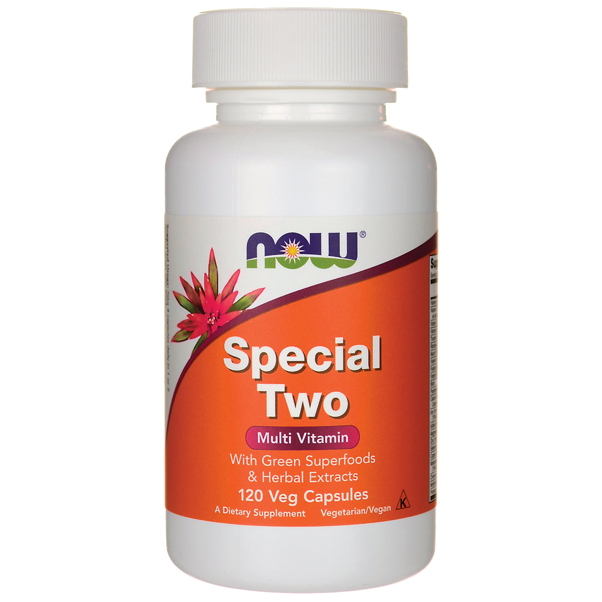 NWF416 | White bottle of NOW Special Two multivitamin 120 Veg Capsules with orange label