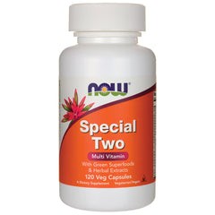 NWF416 | White bottle of NOW Special Two multivitamin 120 Veg Capsules with orange label