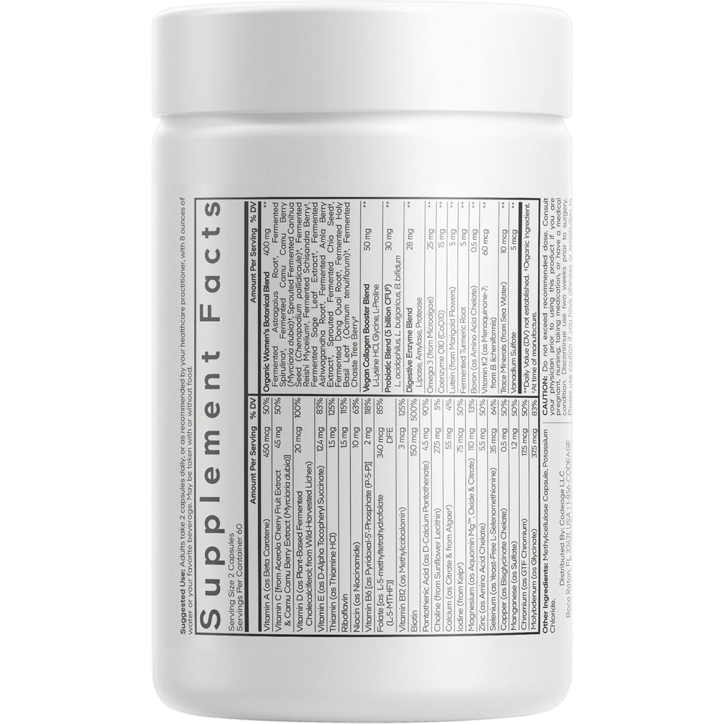 CDG016 | back label showing Supplement Facts panel and ingredient list on white supplement bottle - Thumbnail