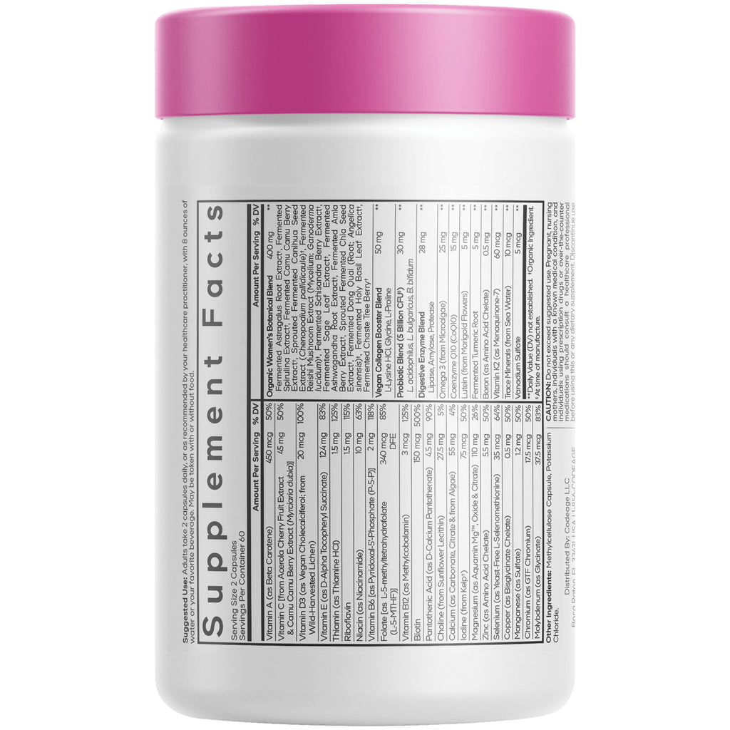 CDG016 | back label showing Supplement Facts panel and ingredient list on white supplement bottle - Thumbnail