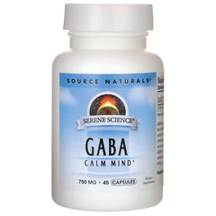 SN902 | Source Naturals Serene Science GABA Calm Mind 750 mg, 45 capsules bottle front label