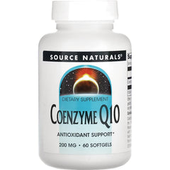 SN641 | Source Naturals CoEnzyme Q10 dietary supplement, antioxidant support, 200 mg, 60 softgels