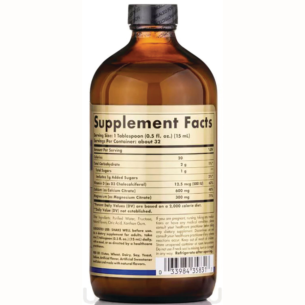 Supplement Facts label on back of amber bottle showing serving size, nutrient amounts, and barcode - Thumbnail