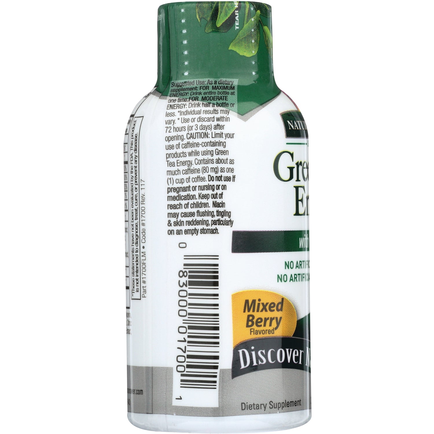 NAT342 | bottle back view showing barcode, usage and caution text, Mixed Berry label, dietary supplement