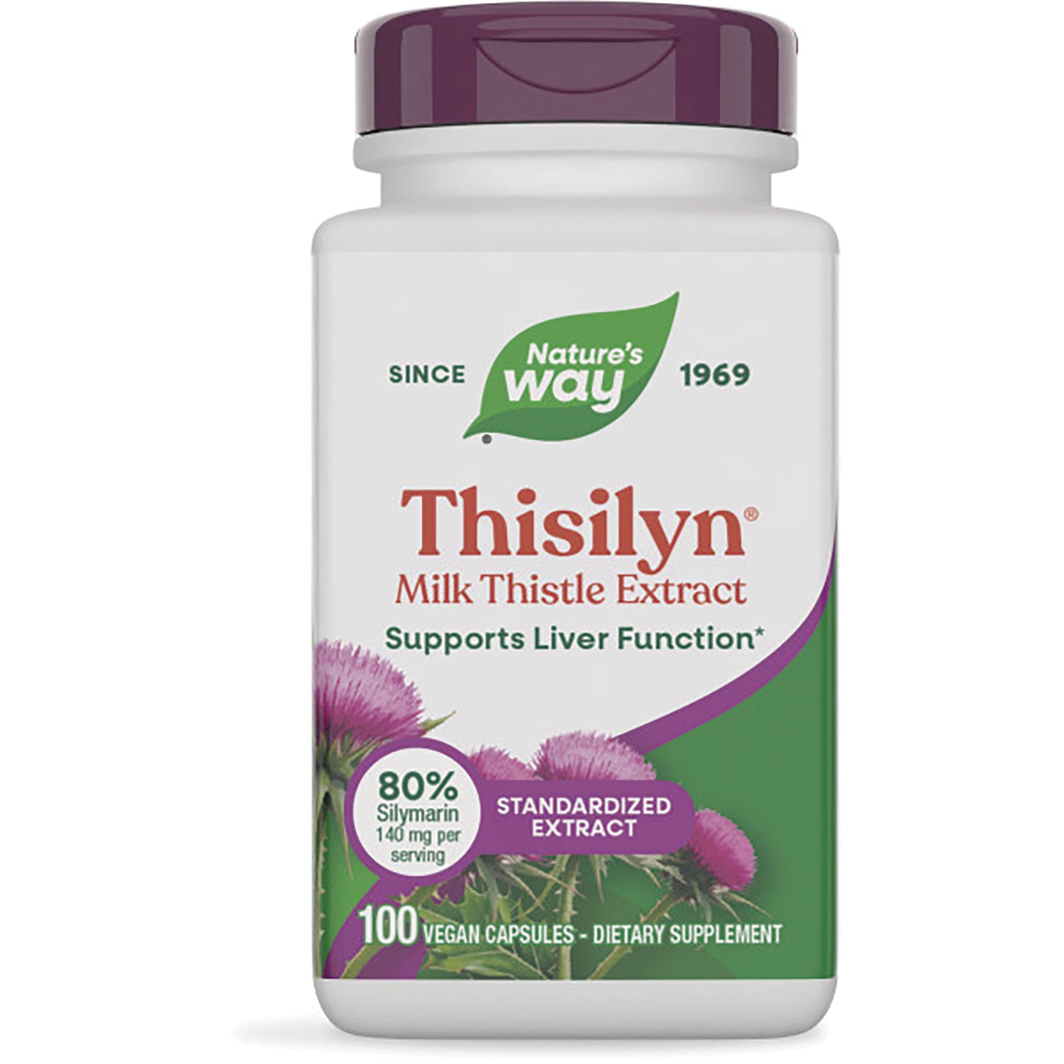 NW022 | Thisilyn Milk Thistle Extract bottle labeled Nature's Way, supports liver function, 100 vegan capsules