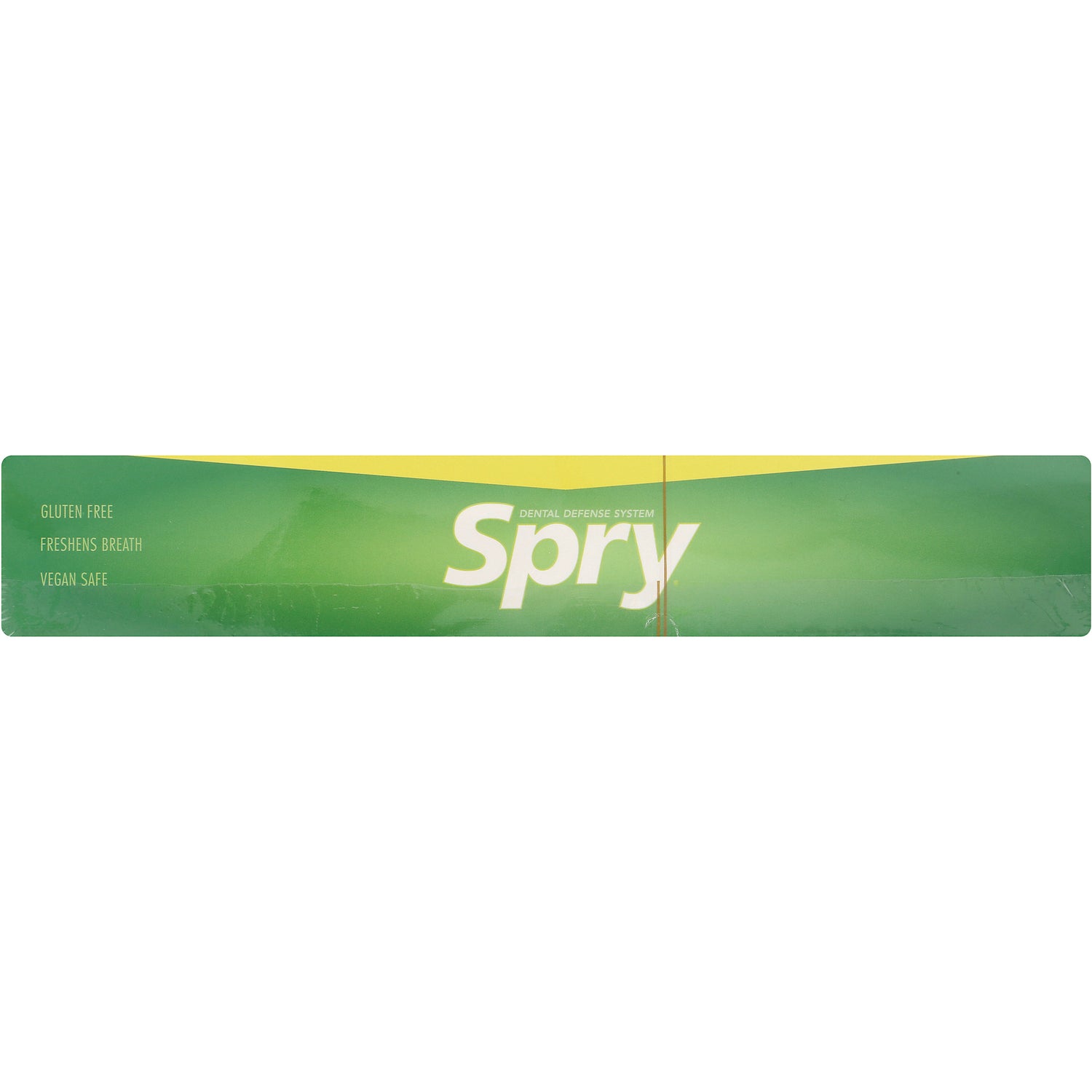 XL018 | Spry Dental Defense System strip with text: Gluten Free; Freshens Breath; Vegan Safe