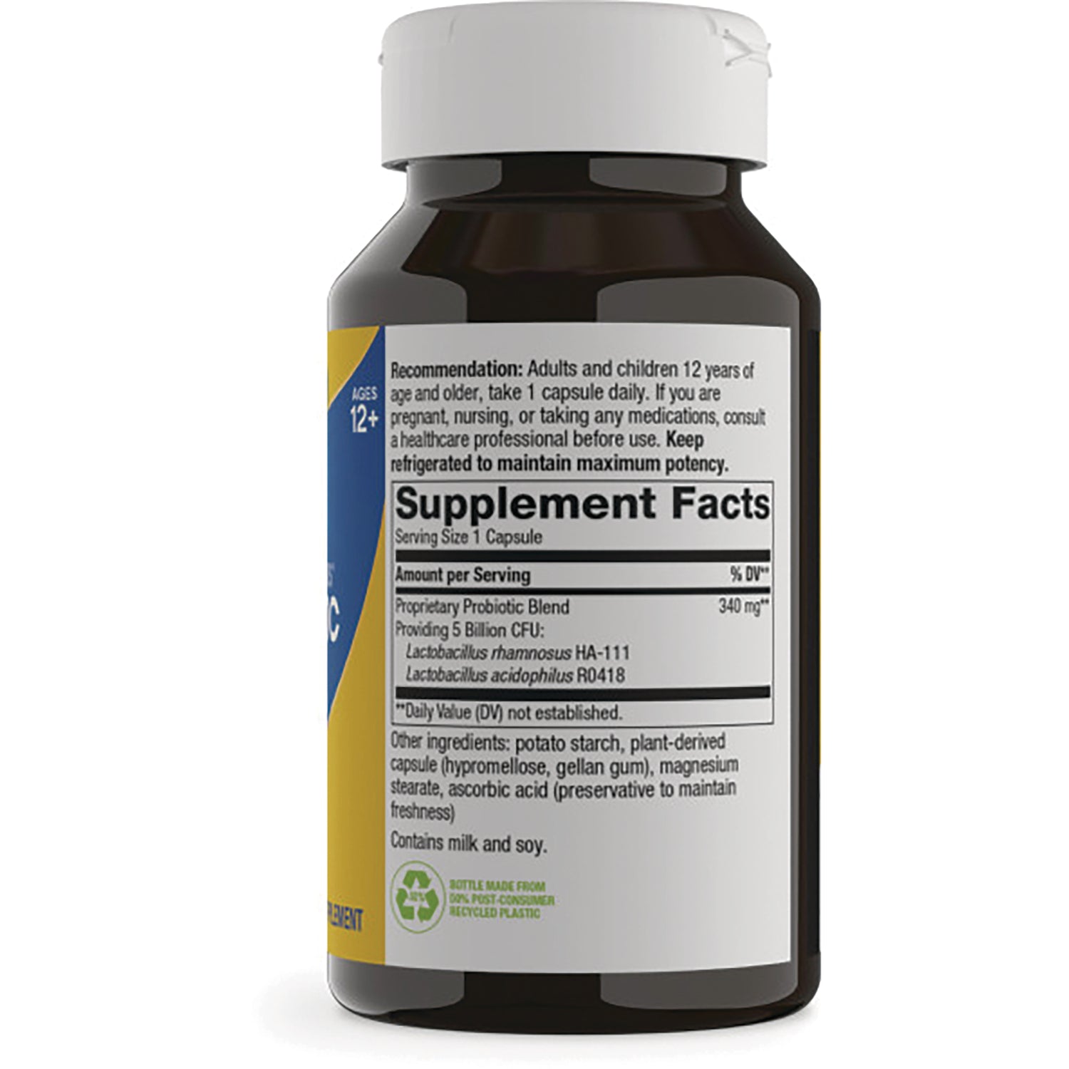 NW054 | Back of brown supplement bottle showing Supplement Facts panel and ingredient list