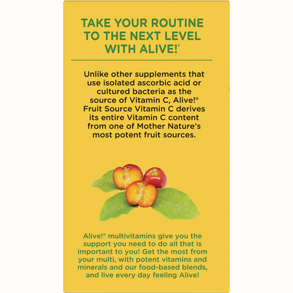 NW649 | Yellow product infographic explaining Alive fruit source vitamin C with small fruit illustration - Thumbnail