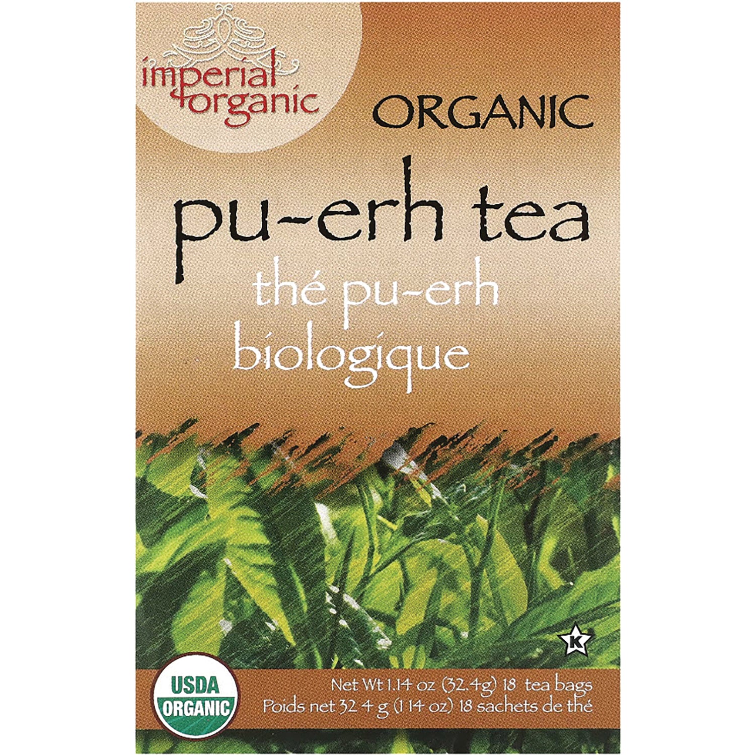 UL006 | Imperial Organic Pu-erh Tea box, USDA Organic, 18 tea bags, net wt 1.14 oz
