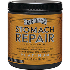 BAR115 | Barlean's Stomach Repair dietary supplement container, platinum vanilla chai flavor front label