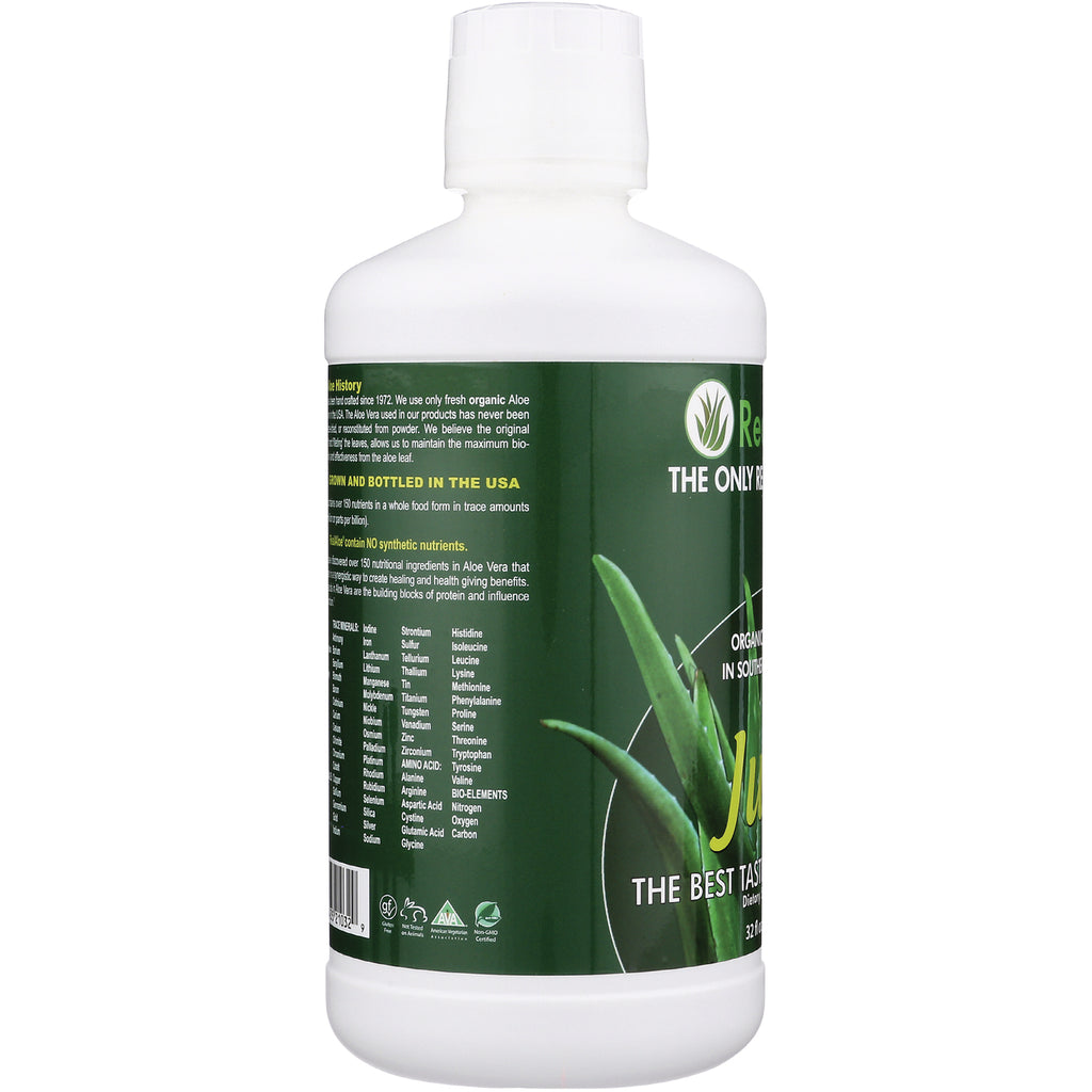 RA010 | green bottle back label showing ingredients, nutrition facts and aloe graphic - Thumbnail