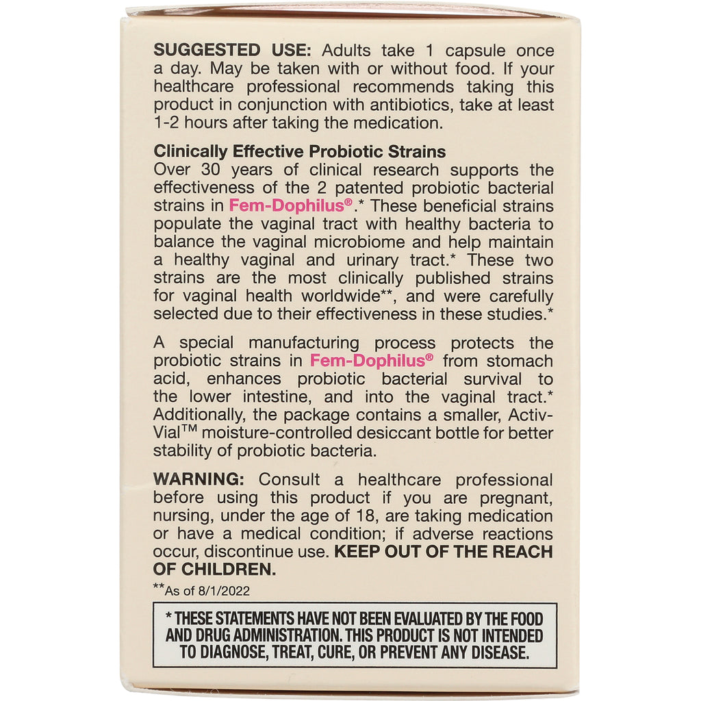 JR060 | back panel text with suggested use, Clinically Effective Probiotic Strains, warnings and FDA disclaimer - Thumbnail