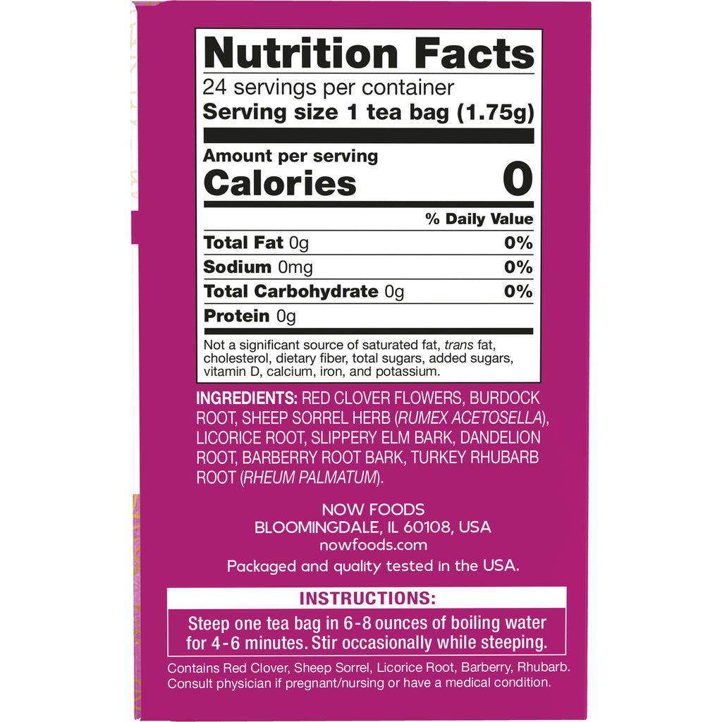 NWF1084 | Back of tea box showing Nutrition Facts, ingredient list, and brewing instructions - Thumbnail