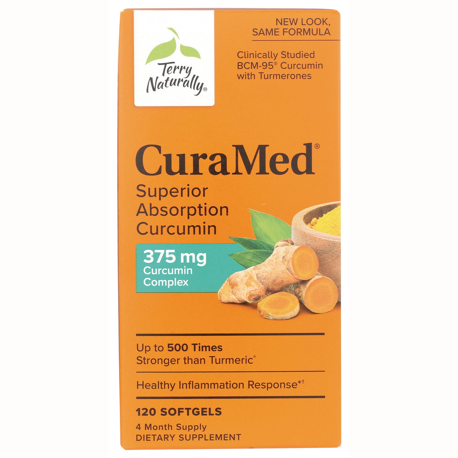 EUR055 | CuraMed superior absorption curcumin box 375 mg curcumin complex, 120 softgels